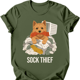Norwich Terrier Sock Thief T Shirt Gift For Dog Lover
