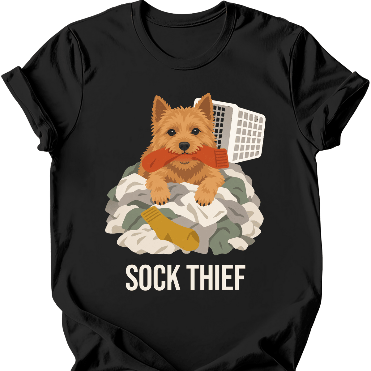 Norwich Terrier Sock Thief T Shirt Gift For Dog Lover