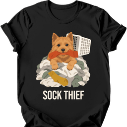 Norwich Terrier Sock Thief T Shirt Gift For Dog Lover