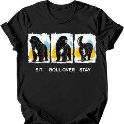 Newfoundland Sit Roll Over Stay T Shirt Gift For Dog Lover