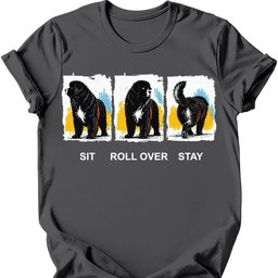 Newfoundland Sit Roll Over Stay T Shirt Gift For Dog Lover