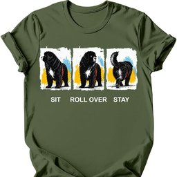 Newfoundland Sit Roll Over Stay T Shirt Gift For Dog Lover