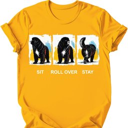 Newfoundland Sit Roll Over Stay T Shirt Gift For Dog Lover