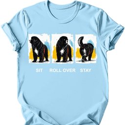 Newfoundland Sit Roll Over Stay T Shirt Gift For Dog Lover