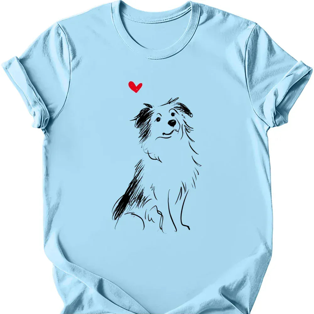 Miniature American Shepherd Sketch Dog T Shirt Gift For Dog Lover