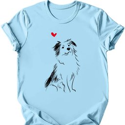 Miniature American Shepherd Sketch Dog T Shirt Gift For Dog Lover