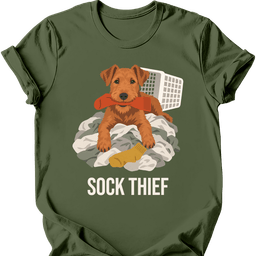 Irish Terrier Sock Thief T Shirt Gift For Dog Lover