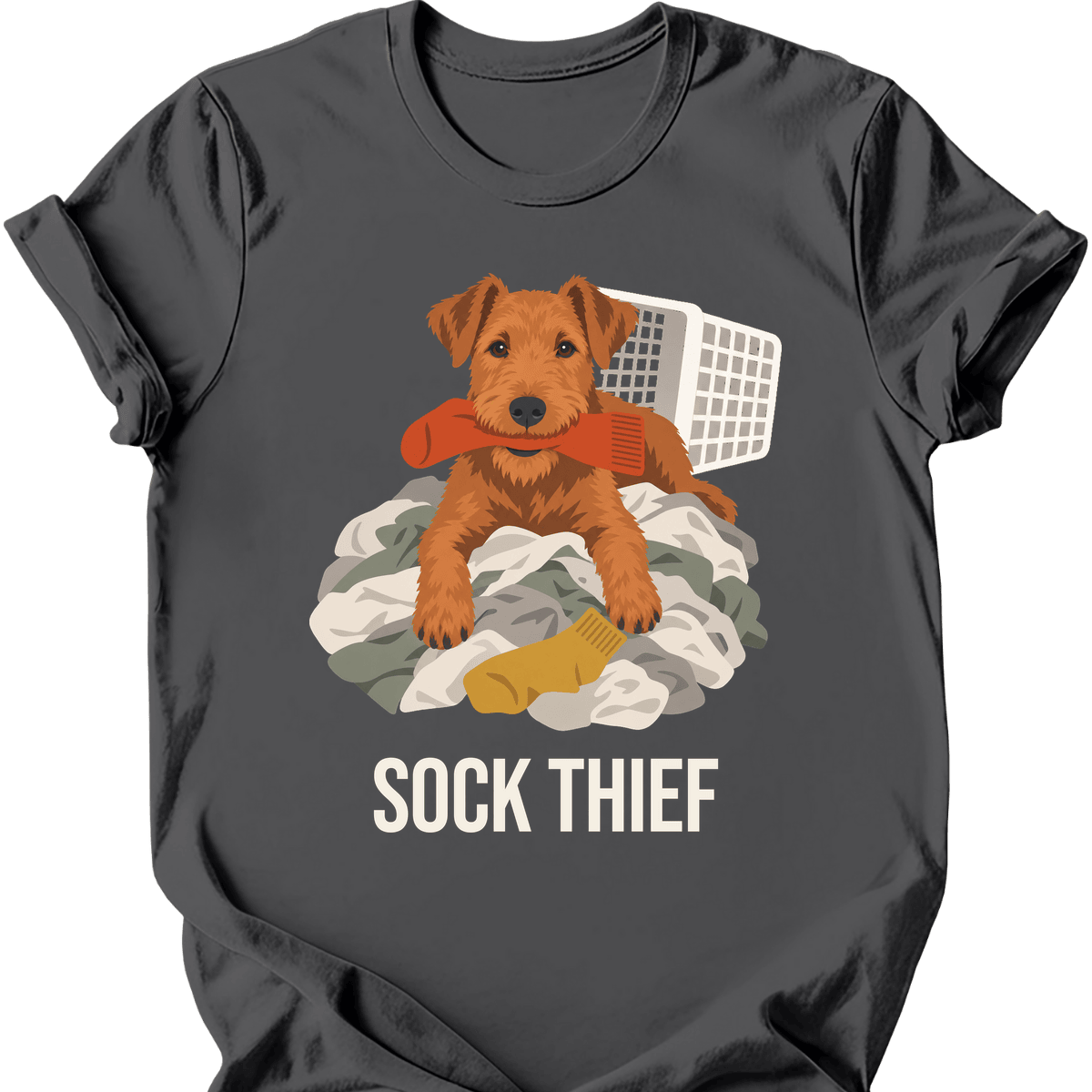 Irish Terrier Sock Thief T Shirt Gift For Dog Lover
