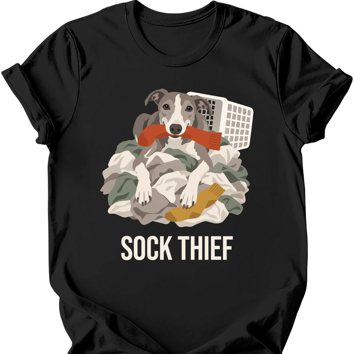 Greyhound Sock Thief T Shirt Gift For Dog Lover
