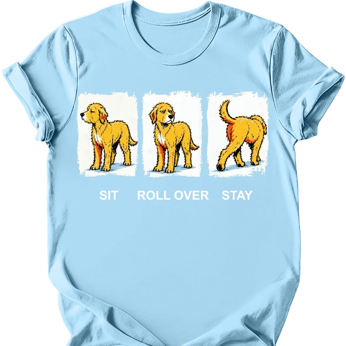 Labradoodle Sit Roll Over Stay T Shirt Gift For Dog Lover
