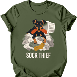 Manchester Terrier Sock Thief T Shirt Gift For Dog Lover