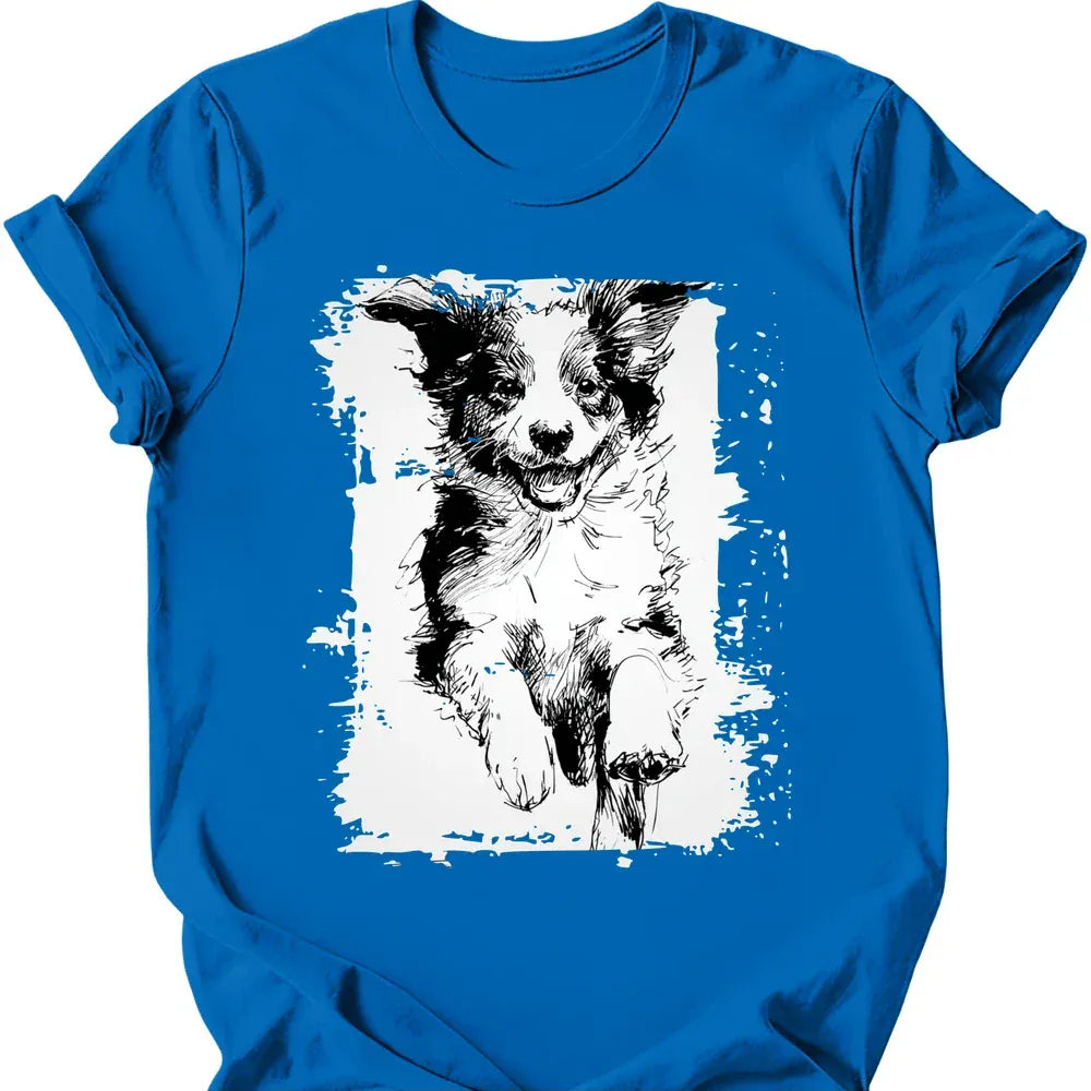 Miniature American Shepherd Running Dog T Shirt Gift For Dog Lover