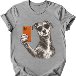 Lurcher Selfie Dog T Shirt Gift For Dog Lover