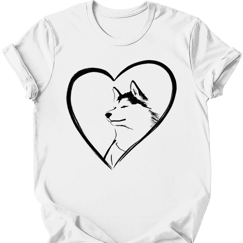 Husky Heart Dog T Shirt Gift For Dog Lover