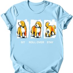 Goldendoodle Sit Roll Over Stay T Shirt Gift For Dog Lover