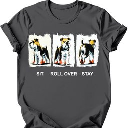Miniature Schnauzer Sit Roll Over Stay T Shirt Gift For Dog Lover