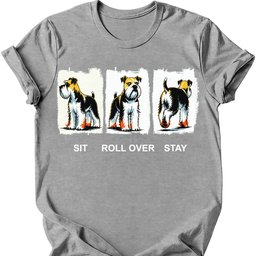 Miniature Schnauzer Sit Roll Over Stay T Shirt Gift For Dog Lover