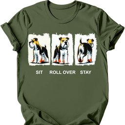 Miniature Schnauzer Sit Roll Over Stay T Shirt Gift For Dog Lover
