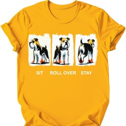 Miniature Schnauzer Sit Roll Over Stay T Shirt Gift For Dog Lover