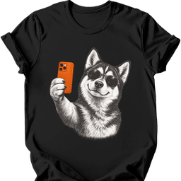 Husky Selfie Dog T Shirt Gift For Dog Lover