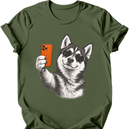 Husky Selfie Dog T Shirt Gift For Dog Lover
