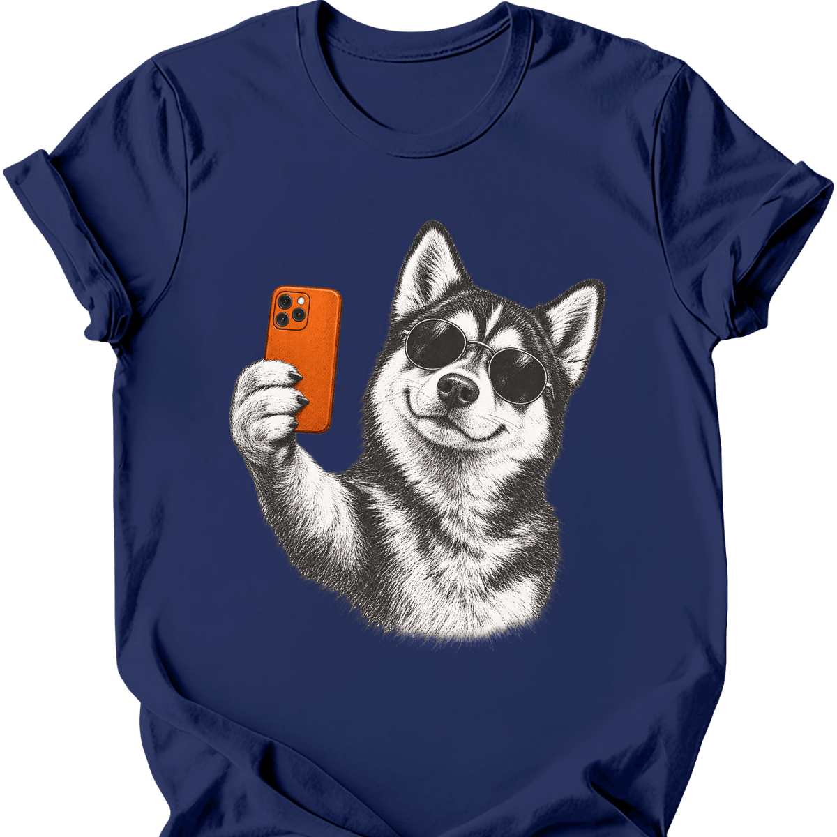 Husky Selfie Dog T Shirt Gift For Dog Lover