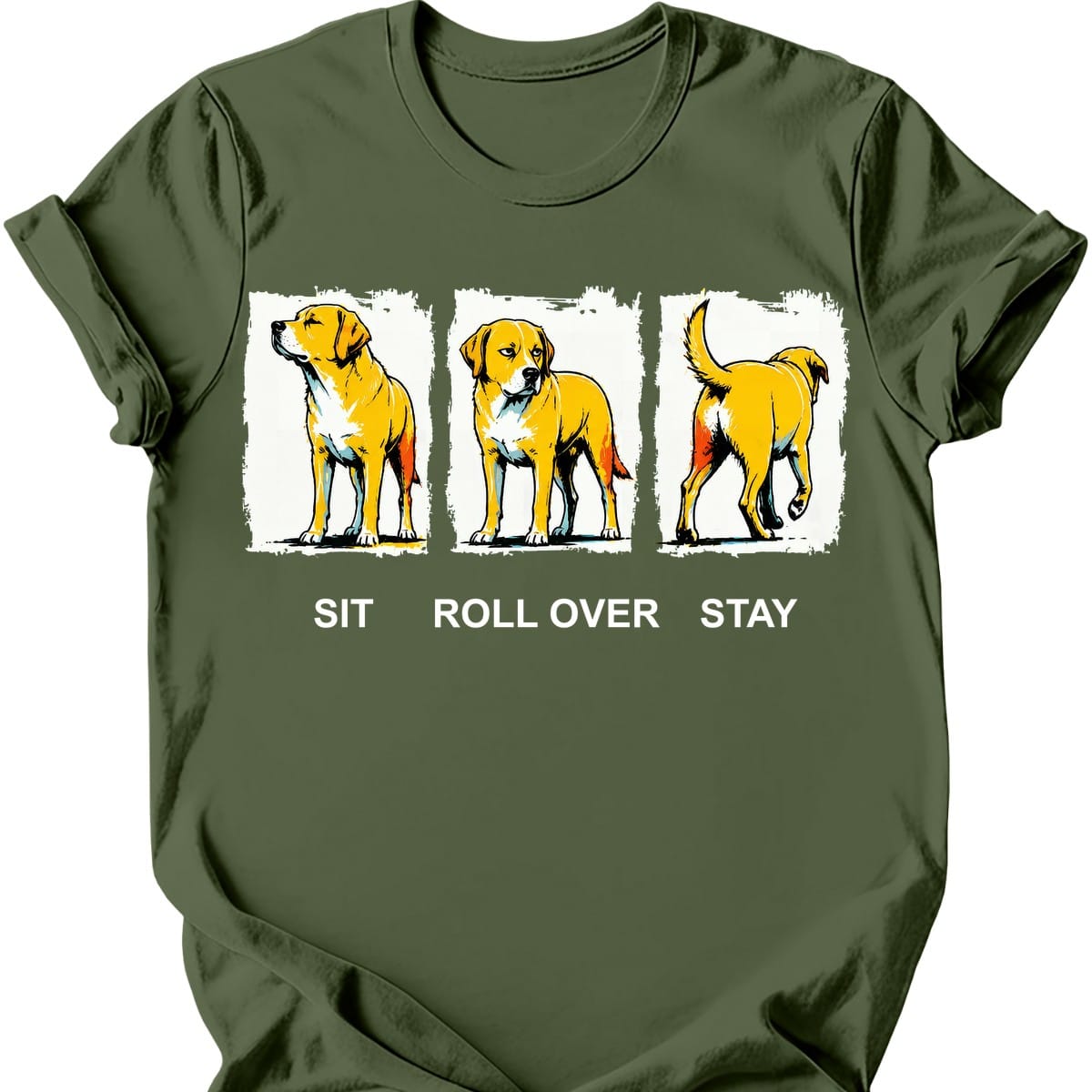 Labrador Sit Roll Over Stay T Shirt Gift For Dog Lover