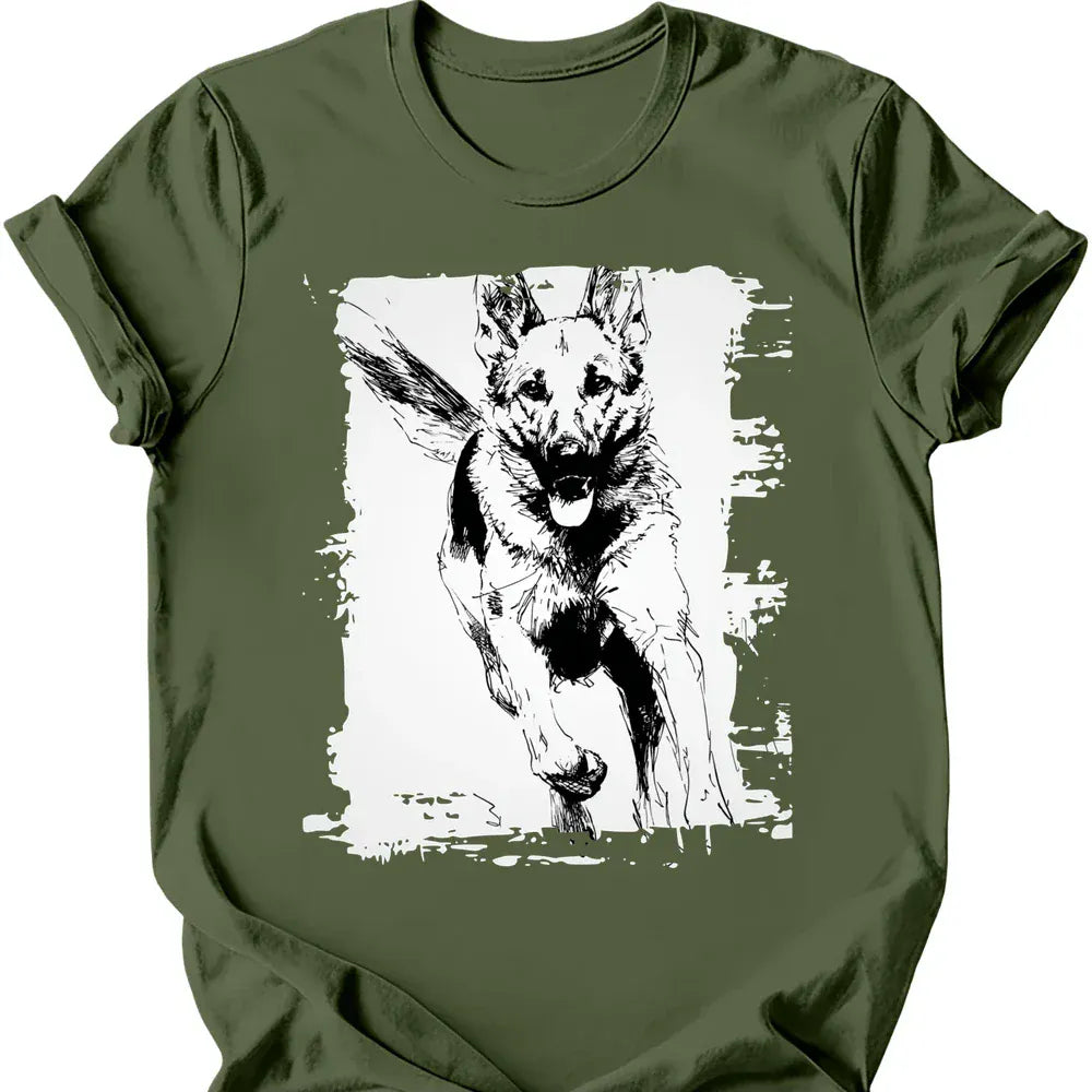 German Shepherd Running Dog T Shirt Gift For Dog Lover