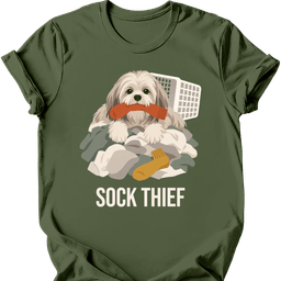 Lhasa Apso Sock Thief T Shirt Gift For Dog Lover