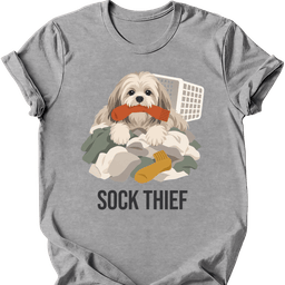 Lhasa Apso Sock Thief T Shirt Gift For Dog Lover