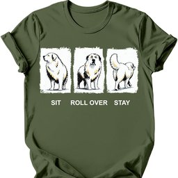 Great Pyrenees Sit Roll Over Stay T Shirt Gift For Dog Lover