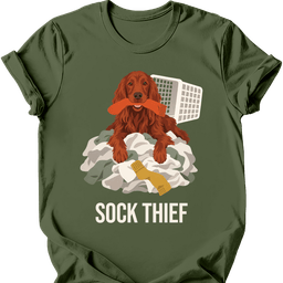 Irish Setter Sock Thief T Shirt Gift For Dog Lover