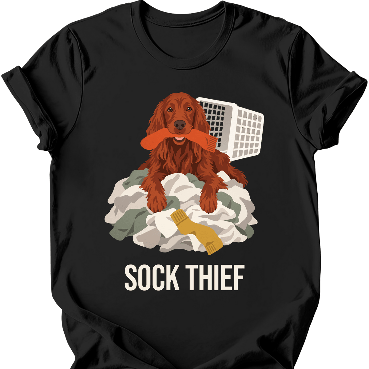 Irish Setter Sock Thief T Shirt Gift For Dog Lover