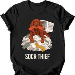 Irish Setter Sock Thief T Shirt Gift For Dog Lover