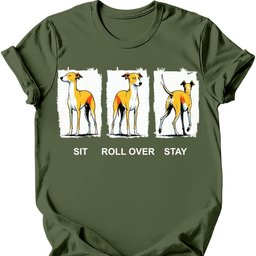 Italian Greyhound Sit Roll Over Stay T Shirt Gift For Dog Lover