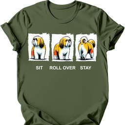 Lhasa Apso Sit Roll Over Stay T Shirt Gift For Dog Lover
