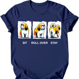 Lhasa Apso Sit Roll Over Stay T Shirt Gift For Dog Lover