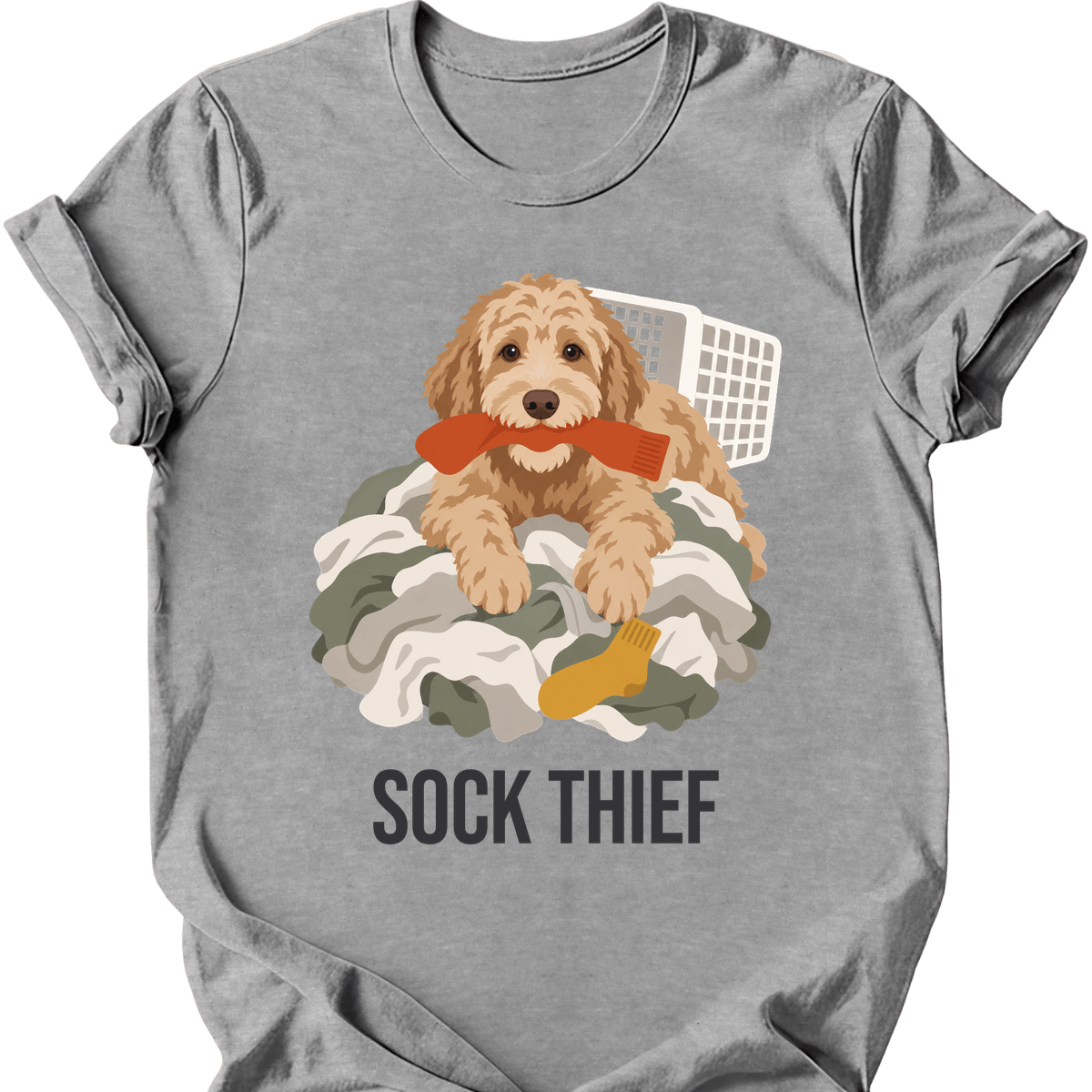 Labradoodle Sock Thief T Shirt Gift For Dog Lover