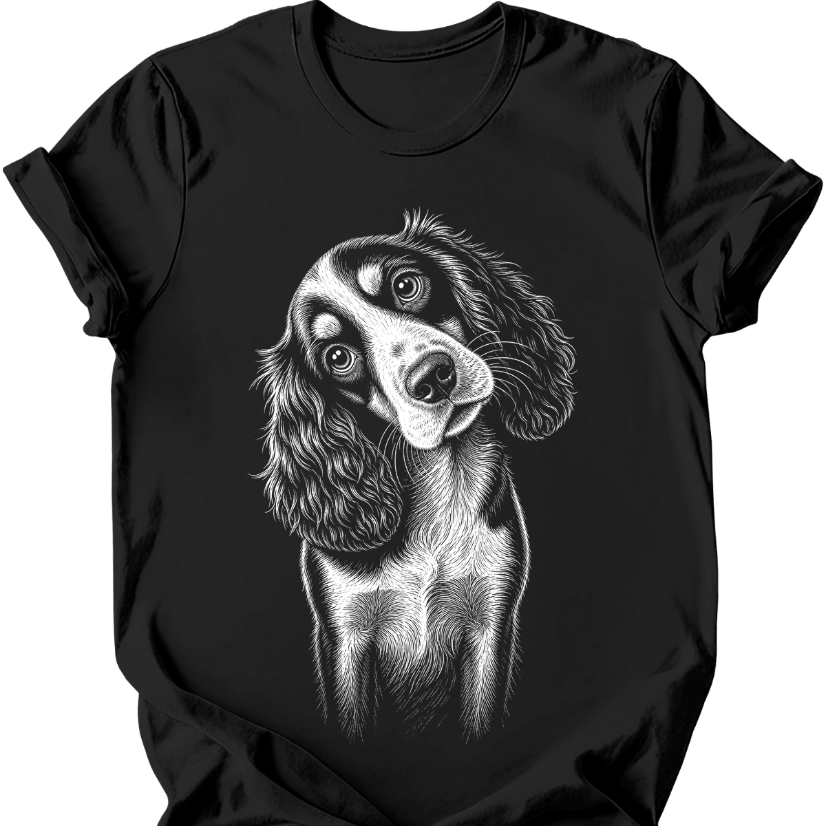 English Springer Spaniel Tilted Dog T Shirt Gift For Dog Lover