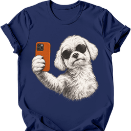 Maltese Selfie Dog T Shirt Gift For Dog Lover