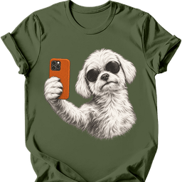 Maltese Selfie Dog T Shirt Gift For Dog Lover
