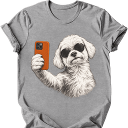 Maltese Selfie Dog T Shirt Gift For Dog Lover