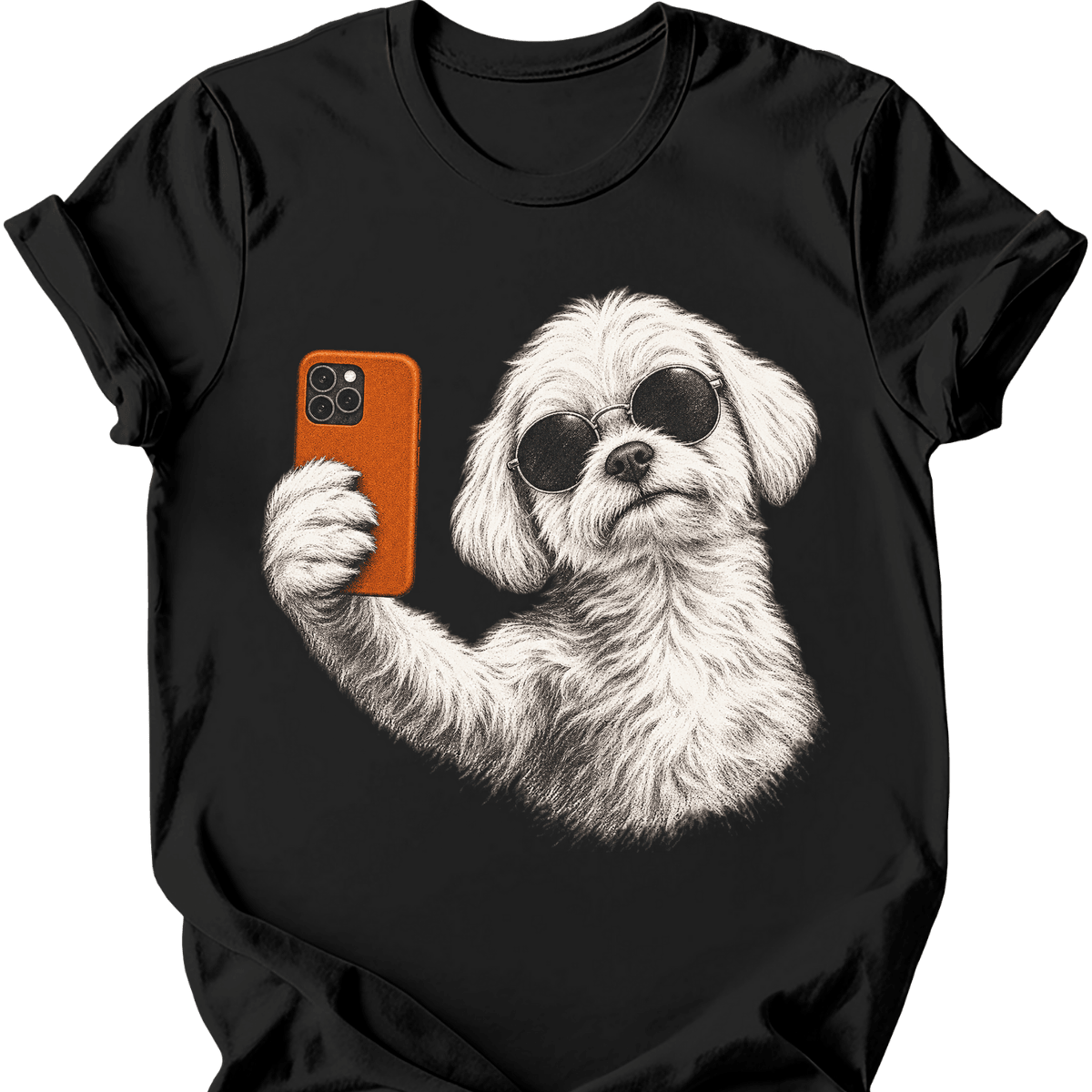 Maltese Selfie Dog T Shirt Gift For Dog Lover