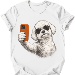 Maltese Selfie Dog T Shirt Gift For Dog Lover