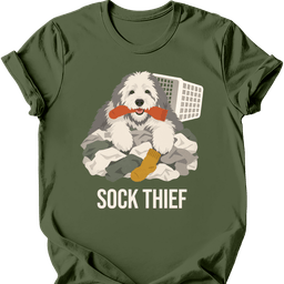 Old English Sheepdog Sock Thief T Shirt Gift For Dog Lover