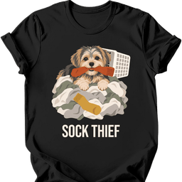 Morkie Sock Thief T Shirt Gift For Dog Lover