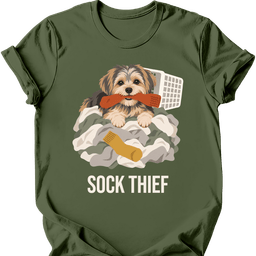 Morkie Sock Thief T Shirt Gift For Dog Lover