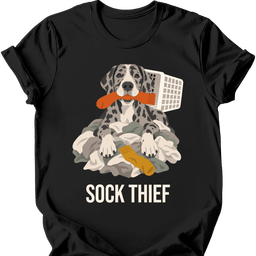 Great Dane Sock Thief T Shirt Gift For Dog Lover