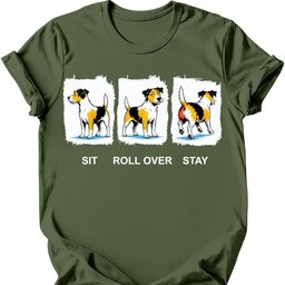 Jack Russell Sit Roll Over Stay T Shirt Gift For Dog Lover