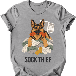German Shepherd Sock Thief T Shirt Gift For Dog Lover